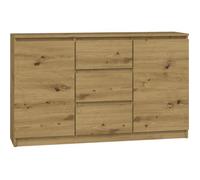 CAZAR - Commode moderne 2 portes + 3 tiroirs chambre/salon/bureau- Dimensions : 75x120x30 - Design minimaliste - Meuble fonctionnel