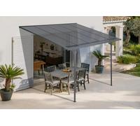 Carport adossé KLEO Cazeboo abri voiture aluminium 3x3 m toit polycarbonate gris 9 m²