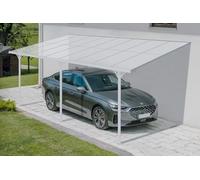 Cazeboo - Carport Pergola Adossée Aluminium KLEO - 495 x 300 cm - 4,95 m x 3 m 14,85 m² - Blanc RAL 1055 - Toiture Polycarbonate UV30+ - Gouttière Intégrée - Résistance Vent 40 km/h - Kit Complet