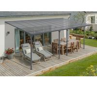 Carport adossé KLEO Cazeboo abri voiture aluminium 6x3 m toit polycarbonate gris 18 m²