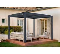 Cazeboo Pergola bioclimatique 3x2,5m autoportée Piana Aluminium Gris avec Stores rétractables côté 3m