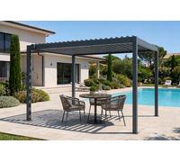 Pergola bioclimatique autoportante - Cazeboo - PIANA - 3x2m - Aluminium - Gris Anthracite - Lames orientables acier