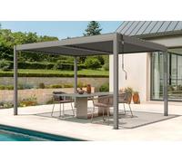 CAZEBOO Pergola Bioclimatique 4x3 m Autoportée Piana - Aluminium Taupe Lames Orientables en Acier - Tonnelle de Jardin Abri Terrasse - Résistante Vent Protection Soleil Pluie - Montage Facile Durable
