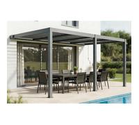 Cazeboo pergola bioclimatique 5x3 adossée agosta hauteur 250cm - aluminium gris