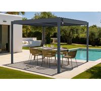 Pergola bioclimatique autoportante PIANA Cazeboo aluminium 3x3 m gris anthracite lames orientables acier