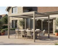 CAZEBOO Pergola Bioclimatique Autoportée Piana 3x2,5 m Aluminium Taupe - Lames Orientables 0 à 110° Acier - Structure 4 Poteaux 90x90 mm - Résistance Vent 70 km/h - Manivelle Incluse