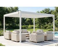 Cazeboo Pergola bioclimatique autoportée Piana 4x3m Aluminium Blanc avec Stores rétractables côté 3m