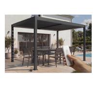 Cazeboo pergola bioclimatique motorisée 4x3m autoportée à led agosta hauteur 250cm - aluminium gris