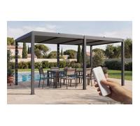 Cazeboo pergola bioclimatique motorisée 5x3m autoportée à led agosta hauteur 250cm- aluminium gris