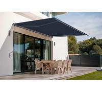 Cazeboo Store banne Monobloc Manuel 395x300 cm Gris Anthracite - Vecchio Toile 320g/m² UV50+ - Structure Aluminium thermolaqué RAL 7016 - Inclinaison réglable 30 à 100° - Protection terrasse 12 m²