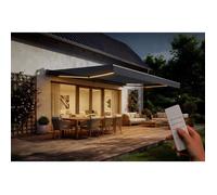 Cazeboo store banne motorisé à led semi-coffre gris fazzio 5x3m toile grise