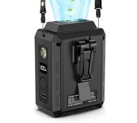 CAZOKASI Ventilateur portable à clip de taille avec éclairage de bureau 16 000 tr/min, autonomie jusqu'à 20 heures (5000 mAh/noir)