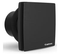 Cazooo Ventilateur extracteur de salle de bain 100 mm, noir, 12 W, carré, silencieux, flux d'air 95 m³/h, montage mural/fenêtre/plafond pour douche, toilettes, cuisine, 34 dB, étanchéité IPX4 (sans