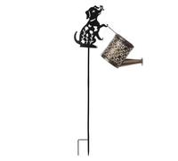 CAZSTYK Éclairage solaire automatique de paysage, motif esquisse de chien/chat, convient pour le jardin et l'arrière-cour avec texture en fer, arrosoir solaire en fer