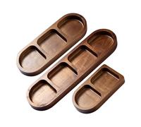 CAZSTYK Lot de 3 plateaux de rangement vintage en bois texturé pour bagues, bracelets, parfums, bouteilles, décoration de bureau, support de planification de maquillage