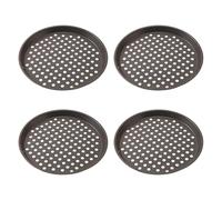 CAZSTYK Lot de 4 moules à pizza antiadhésifs perforés en acier carbone pour ustensiles de cuisine multi-usages cuisson uniforme et poêle antiadhésive en acier carbone à libération facile