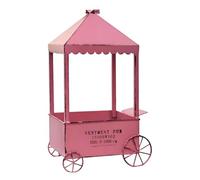 CAZSTYK Panier à fleurs rétro en fer à 4 roues pour jardin, balcon avec affichage multicouche et chariot de fleurs pour balcon à mobilité facile