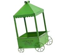 CAZSTYK Panier à fleurs rétro en fer à 4 roues pour jardin, balcon avec affichage multicouche et chariot de fleurs pour balcon à mobilité facile