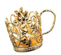 CAZSTYK Porte-gobelet pour gobelets en papier et service à, Gold 1PCS | de table en métal floral avec poignée pour réception et coin thé