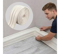 CBBEONRN Plinthe Souple Autoadhésive en PVC Moulure Murale Adhésive Blanche pour Finition Et Décoration Bande De Bordure Flexible pour Mur W 8cm, L 5m
