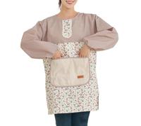 CBBEONRN Tablier d'artiste Tablier en Coton À Manches pour Femmes Peintre Bavoir avec Poche pour Bricolage Poterie Jardin Travail, Manches Longues Brown,One Size