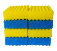 CBF-550 / MBF-550 - Mousse filtrante pour Filtre Bassin, Médias filtrants de Remplacement (4 x Bleu Grossier & 4 x Jaune Fin)