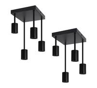 CBJKTX 2ER Plafonnier noir Lampe de plafond vintage - E27 Lampe de cuisine | 4 flammes rétro métal suspendue Spots de plafond industriels pour cuisine, couloir, chambre, salon, bar (sans ampoule)