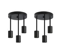 CBJKTX 2ER Plafonnier Vintage Lampe de plafond Noir - Suspendu 3 ampoules | Spot de plafond E27 avec 3 spots Lustre industriels pour salle à manger, cuisine, couloir, salon, bar (sans ampoules)