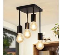 CBJKTX Plafonnier Vintage Noir - 4 Flammes E27 Lampe de cuisine Rétro Métal