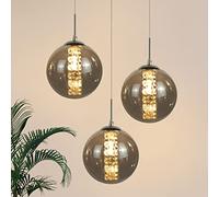 CBJKTX Suspension pour table à manger Lampe suspendue moderne - Réglable en | hauteur 3 ampoules en verre couleur grise cuisine salon chambre couloir