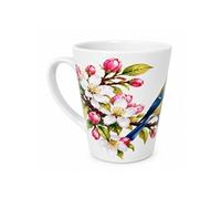 Cbkréation Mug Oiseau Bleu et Branche Fleurie en Céramique 320 ml Multicolore