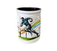 CBKREATION Porte stylos multicouleurs rugby en céramique Dim : H 13 cm Diam 9 cm