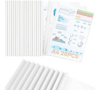 CC ODDHOME 20 Pièces Reliure Dossier, Transparent Reliure Dossier Baguette, Largeur de Dos 10 mm - Capacité 90 Feuilles, pour École Bureau Accueil Resume Documents, Blanc, A4