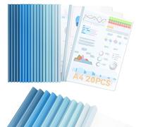 CC ODDHOME 20 Pièces Reliure Dossier, Transparent Reliure Dossier Baguette, Largeur de Dos 10 mm - Capacité 90 Feuilles, pour École Bureau Accueil Resume Documents, Bleu