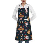 cchgnm Tablier de chef mexicain imprimé crâne pour adulte, ceinture réglable, tablier de chef avec poches, convient pour la cuisine, le restaurant, le barbecue