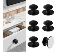 CcHhyyt 6 pièces Boutons auto-adhésifs pour placard Noir Boutons auto-adhésifs en acier inoxydable pour placard Knauf à coller pour tiroirs Porte de douche Miroir Armoire Porte en verre Poignée sans
