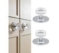 CcHhyyt Lot de 2 boutons de tiroir autocollants en cristal argenté, poignées d'armoire en verre à décoller et à coller, sans perçage, pour miroir, armoire, commode, placard, porte coulissante