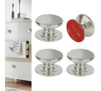 CcHhyyt Lot de 4 poignées autocollantes en nickel - Petite poignée à coller - Sans perçage - Boutons de tiroir en aluminium - Sans perçage - Poignées de porte de meuble pour porte miroir sur armoire