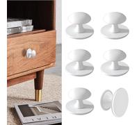 CcHhyyt Lot de 6 boutons autocollants pour armoire - Blanc - Boutons d'armoire en acier inoxydable - Bouton à coller pour tiroirs, porte de douche, armoire miroir, porte en verre, poignée de porte