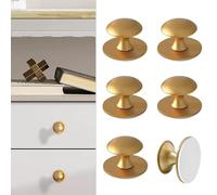 CcHhyyt Lot de 6 boutons autocollants pour placard dorés - Boutons autocollants en acier inoxydable pour placard - Knauf à coller pour tiroirs, porte de douche, miroir, porte en verre - Poignée de