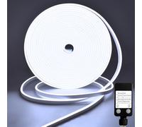 CCILAND Bande néon LED - 10 m - 6500 K - Blanc - 24 V - Intensité variable - Design en silicone - Haute luminosité - Ultra flexible - Raccourcit - DIY flexible - Étanche - Pour intérieur et extérieur