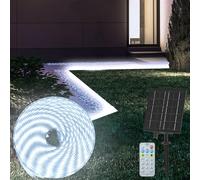CCILAND Lot de 10 m de LED solaires pour extérieur, bande lumineuse étanche IP68 avec 8 modes, télécommande, flexible, manche de bande pour jardin, véranda, patio, tonnelle - blanc froid