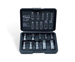 CCLIFE 10pcs Jeu de Douilles Torx embouts XZN M4 M5 M6 M8 M10 M12 M14 M16 M18 1/4" 3/8" et 1/2" S2 avec Boite pour Stockage
