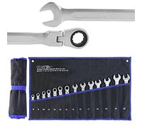 CCLIFE 14 pièces Lot de cle a cliquet articulé 8-22mm | Cr-V | Clés à fourche système métrique 72 dents