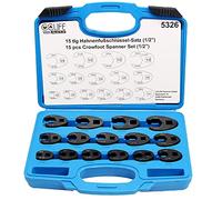 CCLIFE 15pcs Jeu de Clé à Tuyauter à Tête Pivotante 1/2' et 3/8 ourche, Clé Polygonale Ouverte 6 pans rowfoot Taille de 8-24mm Matériau CR-MO