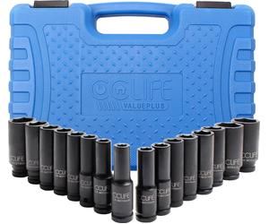 CCLIFE 16pcs 1/2' Jeu de douilles à choc ouille 10-32mm