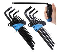 CCLIFE 18 Pièces Jeu de Clés Allen Hexagonales avec Poignée, Cr-V Clés Torx, 1.5mm-10mm & T10-T50, Clés 6 Pans à Tête Sphérique, Noir