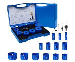 CCLIFE 18pcs Coffret de Scie Cloche HSS Bi-métal, lame scie metal Ø16-76mm avec boîte en plastique, profondeur de coupe 38mm, pour acier inoxydable PVC Panneau Plastique Bois