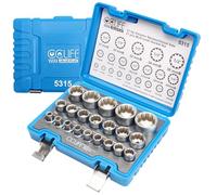CCLIFE 21 pièce coffret douilles Profil à 12 et 6 pans 1/2' 8-36mm ouille femelle multidents Cr-V