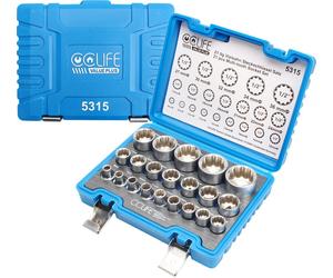 CCLIFE 21pcs 1/2" Jeu de clés à douilles pour 6 et 12 Kant 8-36mm Dent multiple extérieure Boîte à douilles
